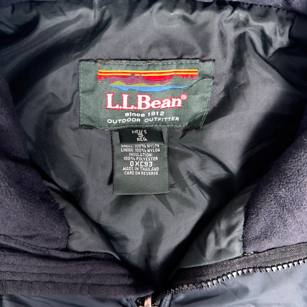LL Bean Primaloft Quilted Insulated Jacket Navy Cord‎ Collar Full Zip Mens M - Picture 5 of 8